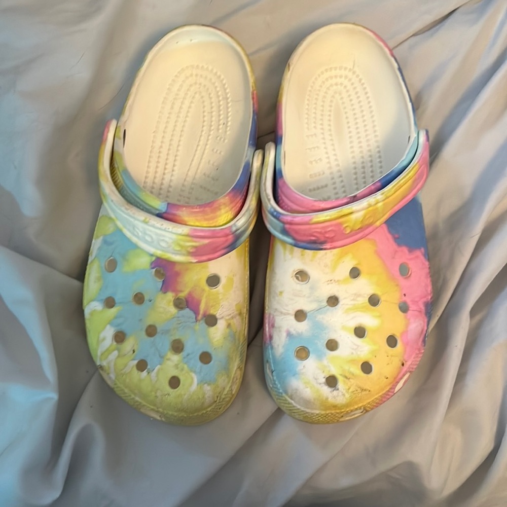 Tie-dye crocs